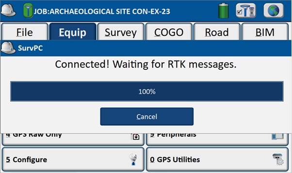 Manual setup and mapping using affordable RTK kit in Carlson SurvPC - waiting rtk messages