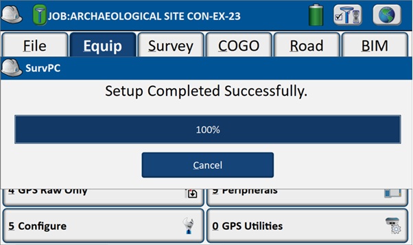 Manual setup and mapping using affordable RTK kit in Carlson SurvPC - setup completed
