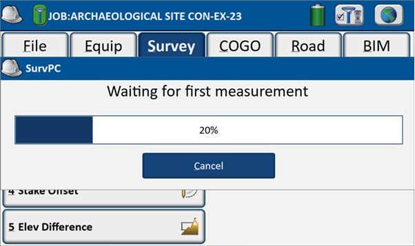 Manual setup and mapping using affordable RTK kit in Carlson SurvPC - 1st measurement