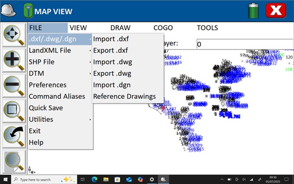Manual setup and mapping using affordable RTK kit in Carlson SurvPC - export